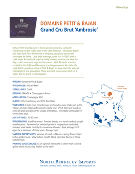 DOMAINE PETIT & BAJAN Grand Cru Brut 'Ambrosie'