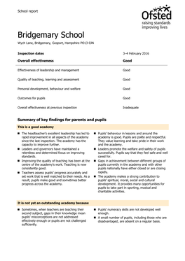 Bridgemary School Wych Lane, Bridgemary, Gosport, Hampshire PO13 0JN