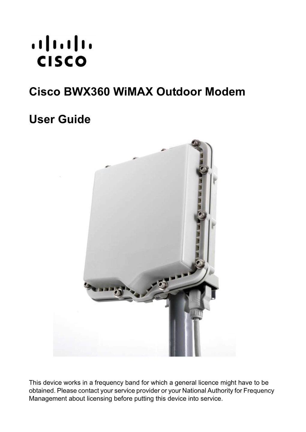 Cisco BWX360 Wimax Outdoor Modem User Guide