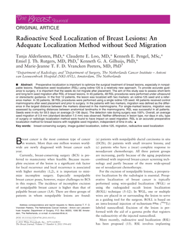 Radioactive Seed Localization of Breast Lesions: an Adequate Localization Method Without Seed Migration