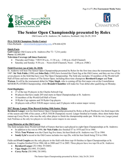 The Senior Open Championship Presented by Rolex Old Course at St