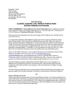 Let's Go Crazy CLASSIC ALBUMS LIVE: PRINCE PURPLE RAIN
