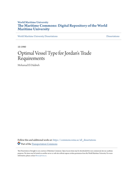 Optimal Vessel Type for Jordan's Trade Requirements Mohamad El-Dalabieh
