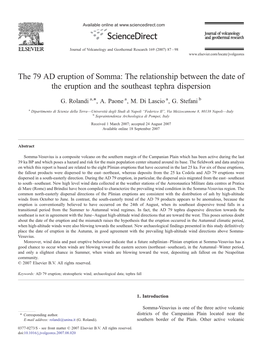 The 79 AD Eruption of Somma: the Relationship Between the Date of the Eruption and the Southeast Tephra Dispersion ⁎ G