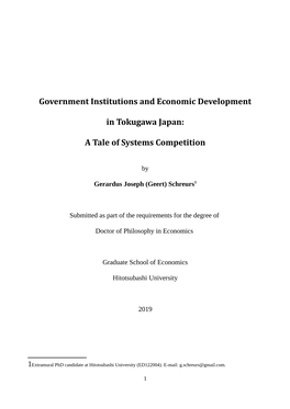 Government Institutions and Economic Development in Tokugawa Japan