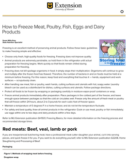 How to Freeze Meat, Poultry, Fish, Eggs and Dairy Products