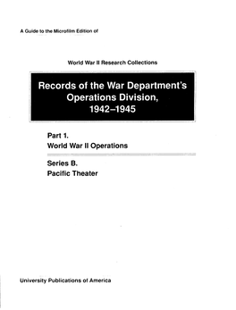 Records of the War Department's Operations Division, 1942-1945