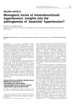 Monogenic Forms of Mineralocorticoid Hypertension: Insights Into the Pathogenesis of ‘Essential’ Hypertension?