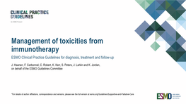 Clinical Practice Guidelines Slideset Toxicities Immunotherapy