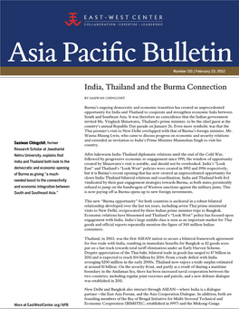 India, Thailand and the Burma Connection
