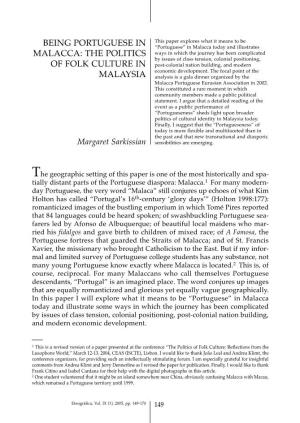 Being Portuguese in Malacca: the Politics of Folk Culture