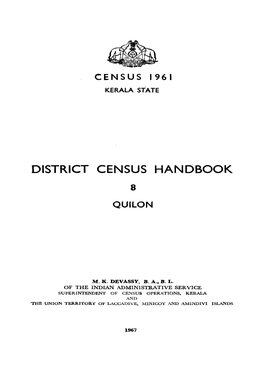 District Census Handbook, 8 Quilon