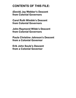 Descent from Colonial Governors