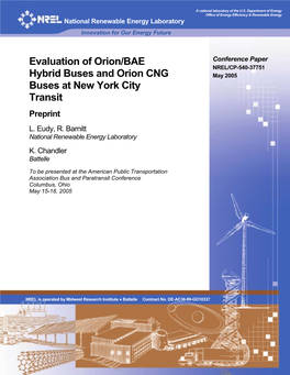 Hybrid Buses and Orion CNG May 2005 Buses at New York City Transit Preprint L