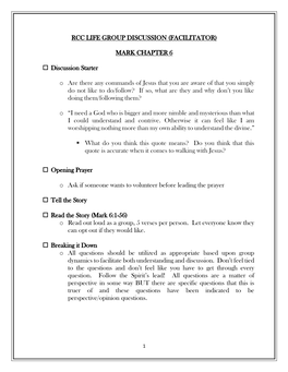 MARK CHAPTER 6 Discussion Starter O Are