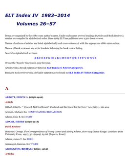 ELT Index IV, 1983-2014