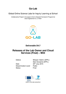 Go-Lab Releases of the Lab Owner and Cloud Services (Final) –
