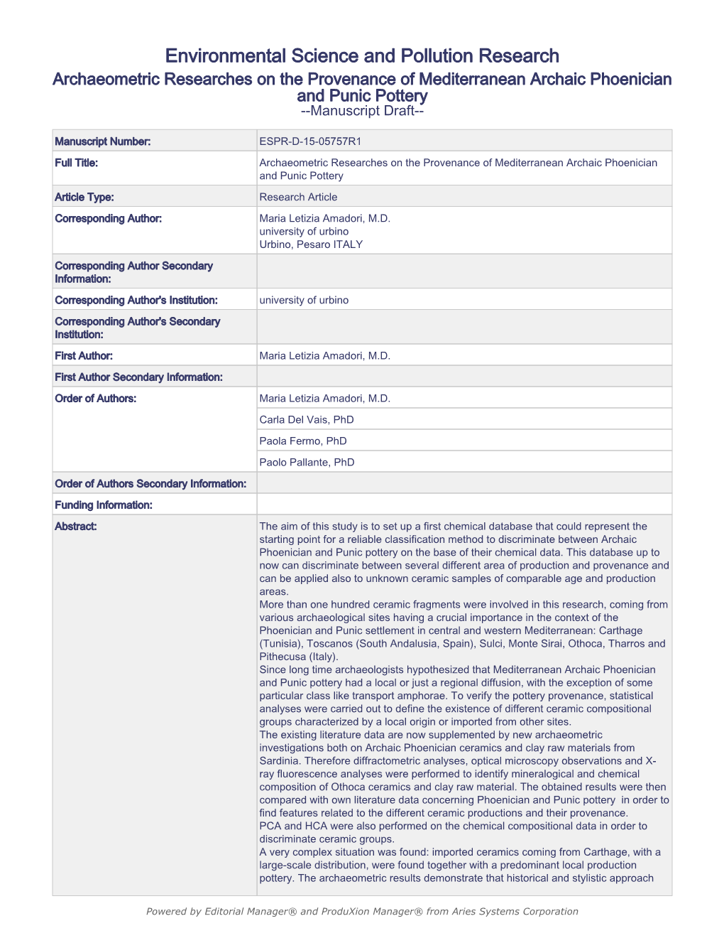 Environmental Science and Pollution Research