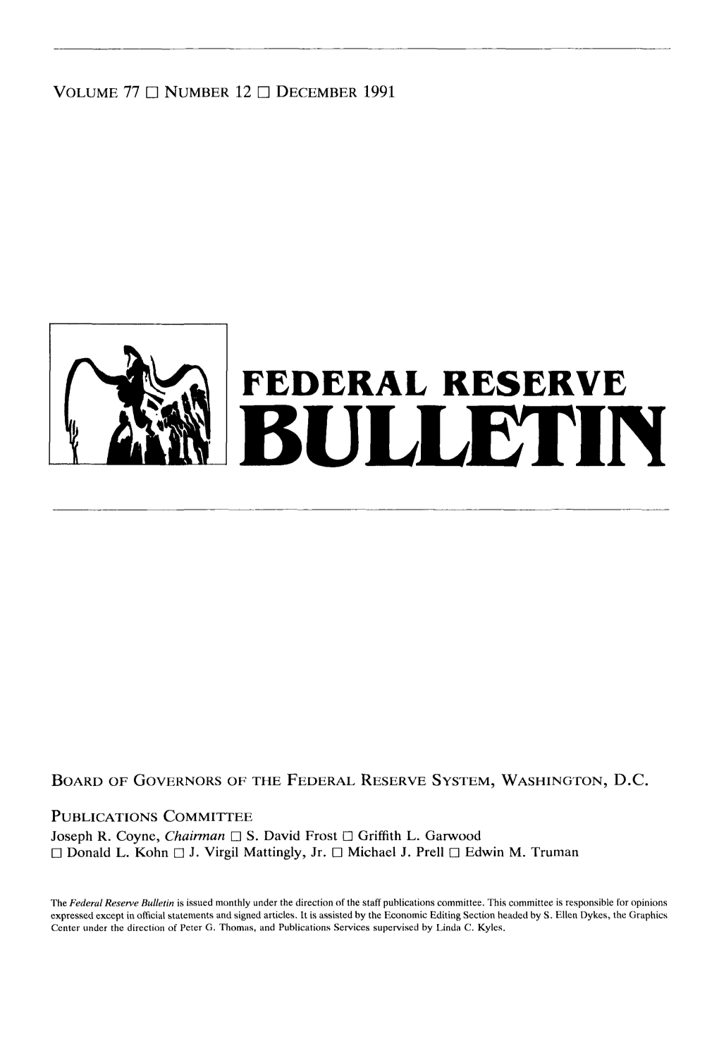 Federal Reserve Bulletin December 1991