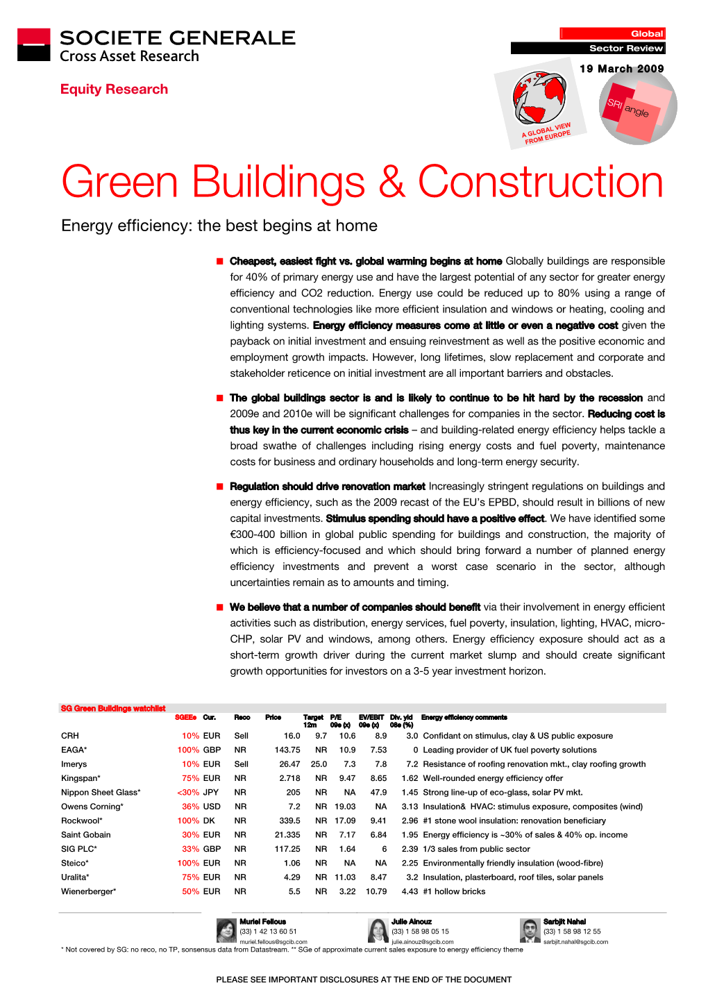 Green Buildings & Construction