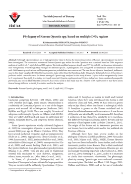 Phylogeny of Korean Opuntia Spp. Based on Multiple DNA Regions