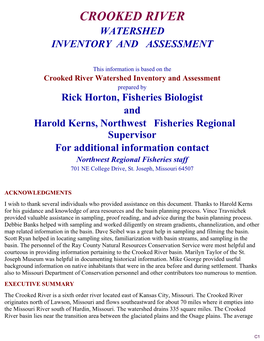 Crooked River Watershed Inventory and Assessment