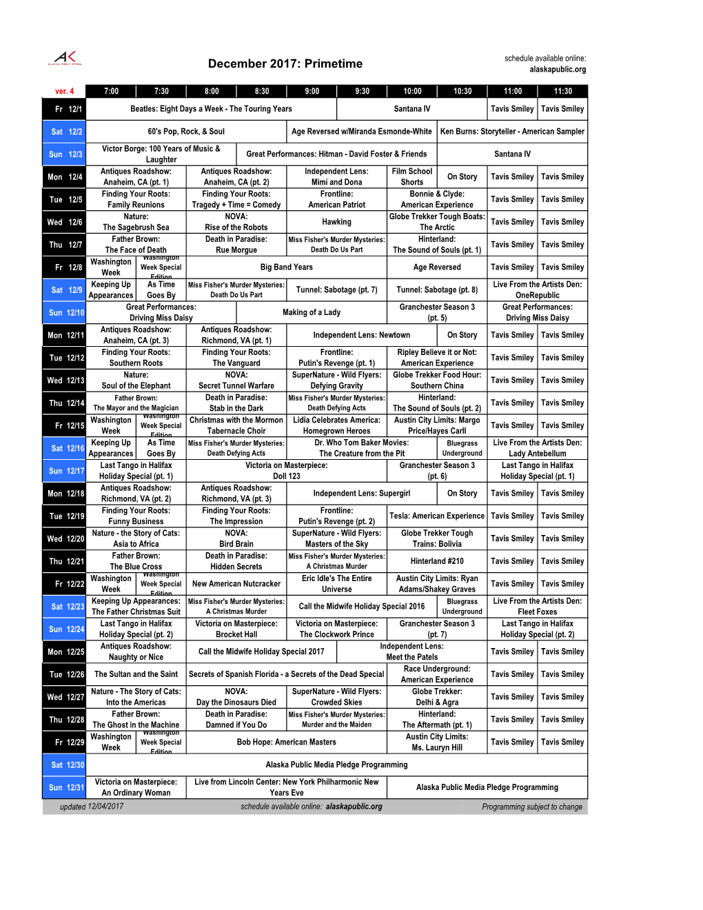 December 2017: Primetime Alaskapublic.Org