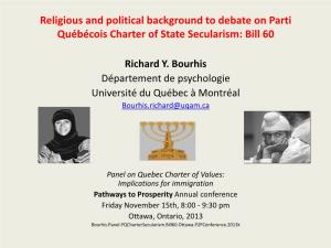 Charter of Secular Values (Bill 60) to Ban Wearing of Religious Symbols by All Employees of Quebec State Institutions (November 2013)