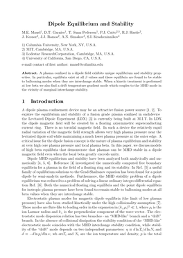 Dipole Equilibrium and Stability