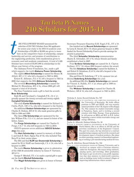 210 Scholars for 2013-14