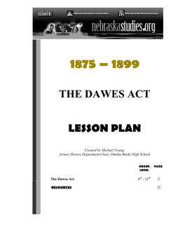 THE DAWES ACT Lesson Plan 2 of 10