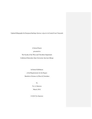 Updated Ethography for European Starlings (Sturnus Vulgaris) In