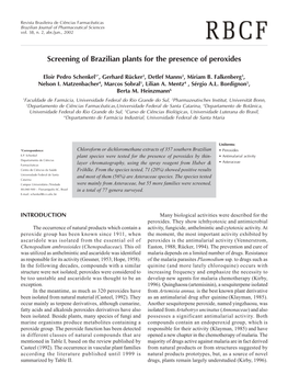 Screening of Brazilian Plants for the Presence of Peroxides