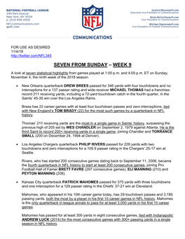 Seven from Sunday – Week 9
