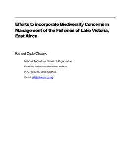 Incorporating Biodiversity Concerns in Fisheries Management