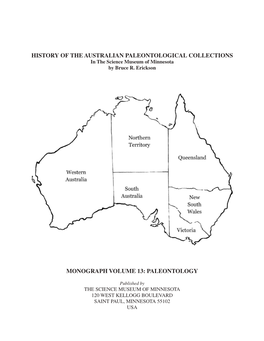 HISTORY of the AUSTRALIAN PALEONTOLOGICAL COLLECTIONS in the Science Museum of Minnesota by Bruce R