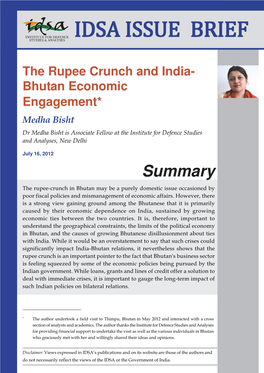 The Rupee Crunch and India-Bhutan Economic Engagement 2