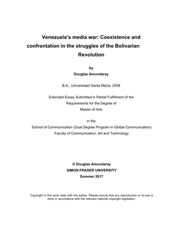 Venezuela's Media War: Coexistence and Confrontation in the Struggles of the Bolivarian Revolution