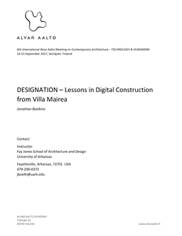 DESIGNATION – Lessons in Digital Construction from Villa Mairea