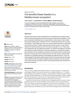 Fire Benefits Flower Beetles in a Mediterranean Ecosystem