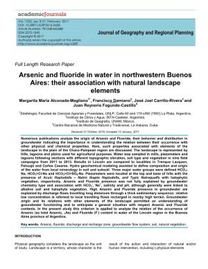 Arsenic and Fluoride in Water in Northwestern Buenos Aires: Their Association with Natural Landscape Elements