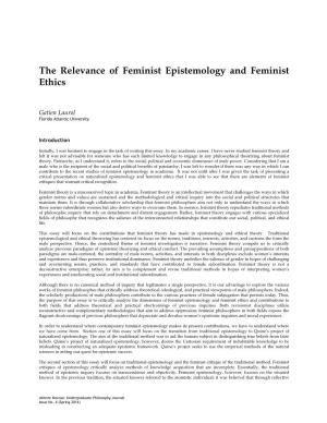 The Relevance of Feminist Epistemology and Feminist Ethics
