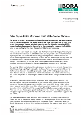 Peter Sagan Denied After Cruel Crash at the Tour of Flanders