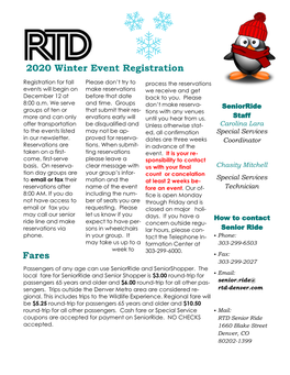 Senior Ride Newsletter 2019 Quarter 4