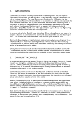 Scheme for Orkney Community Councils and the Code of Conduct for Community Councillors