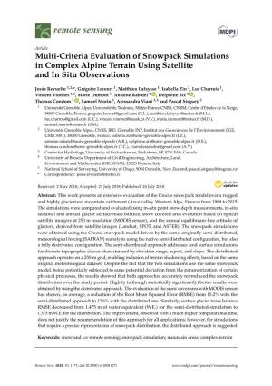Multi-Criteria Evaluation of Snowpack Simulations in Complex Alpine Terrain Using Satellite and in Situ Observations