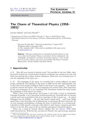 The Charm of Theoretical Physics (1958– 1993)?