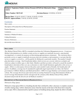 Expiratory Positive Airway Pressure (EPAP) for Obstructive Sleep Apnea