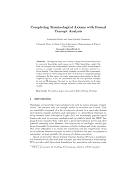 Completing Terminological Axioms with Formal Concept Analysis