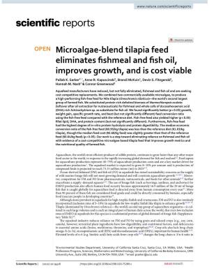 Microalgae-Blend Tilapia Feed Eliminates Fishmeal and Fish Oil